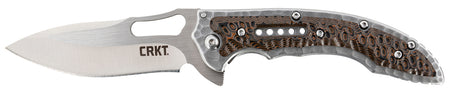 CRKT 5460 Fossil Compact Folding Knife 3.41" Satin 8Cr13MoV Drop Point Blade Brown G10 Stainless Handle with Pocket Clip