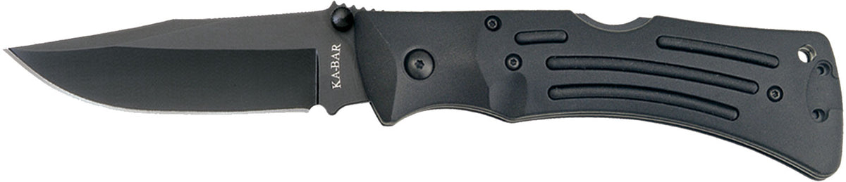Ka-Bar 3050 Mule 3.88" Folding Clip Point Black Stonewashed AUS-8A Blade, Black Zytel Handle with Pocket Clip