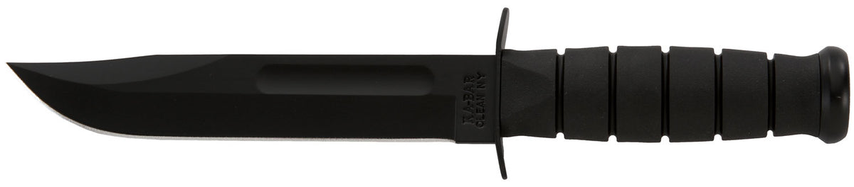 Ka-Bar 1211 Fighting/Utility 7" Fixed Clip Point Plain Black 1095 Cro-Van Blade, Black Kraton G Handle with Sheath