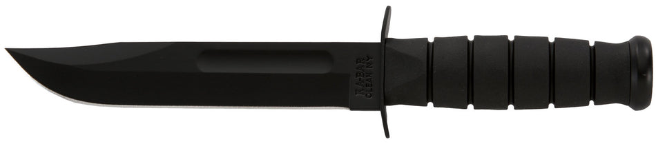 Ka-Bar 1211 Fighting/Utility 7" Fixed Clip Point Plain Black 1095 Cro-Van Blade, Black Kraton G Handle with Sheath