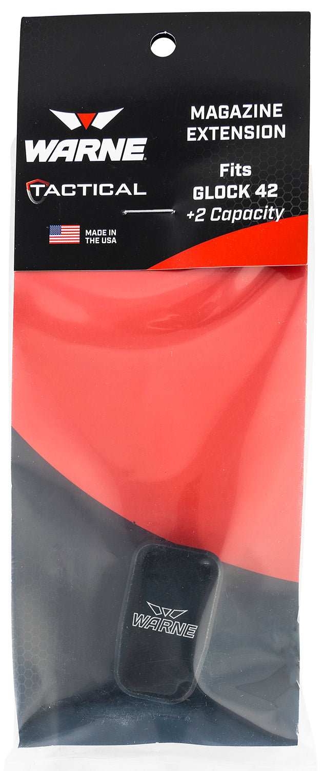 Warne MEG422BLK Glock 42 Magazine Extension +2 Rounds 6061-T6 Aluminum Hardcoat Anodized Black