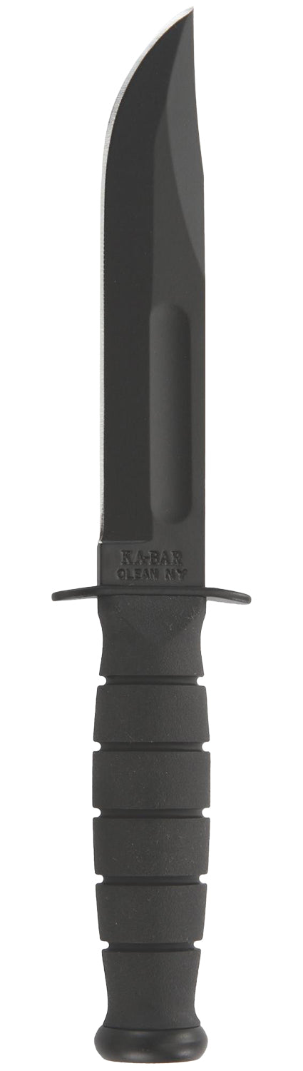 Ka-Bar 1256 Fighting/Utility 5.25" Fixed Clip Point Plain Black 1095 Cro-Van Blade, Black Kraton G Handle with Sheath