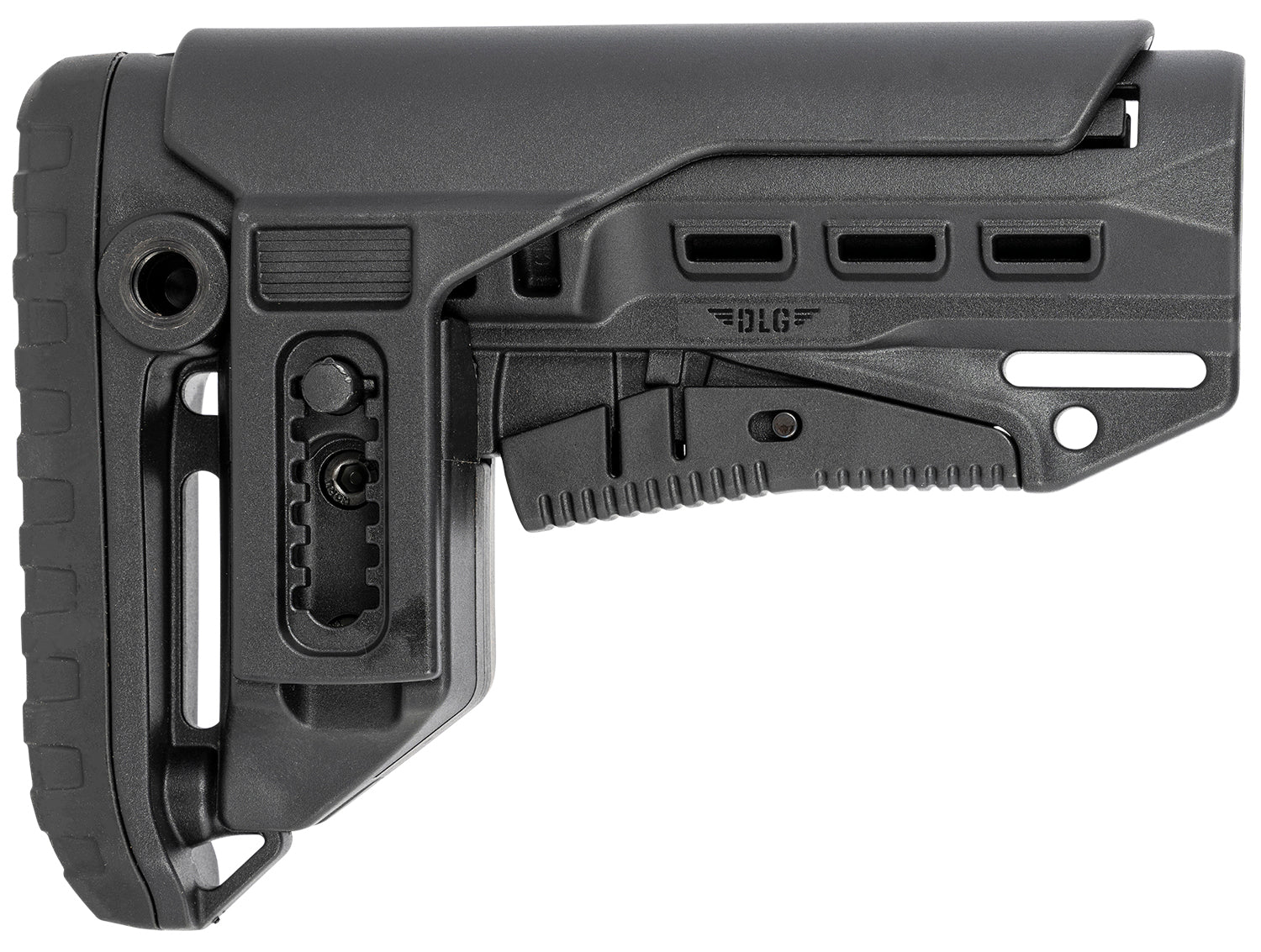 NcStar DLG-130-052 Compact PCP52 Mil-Spec Collapsible Stock Black Synthetic with Adjustable Cheekpiece