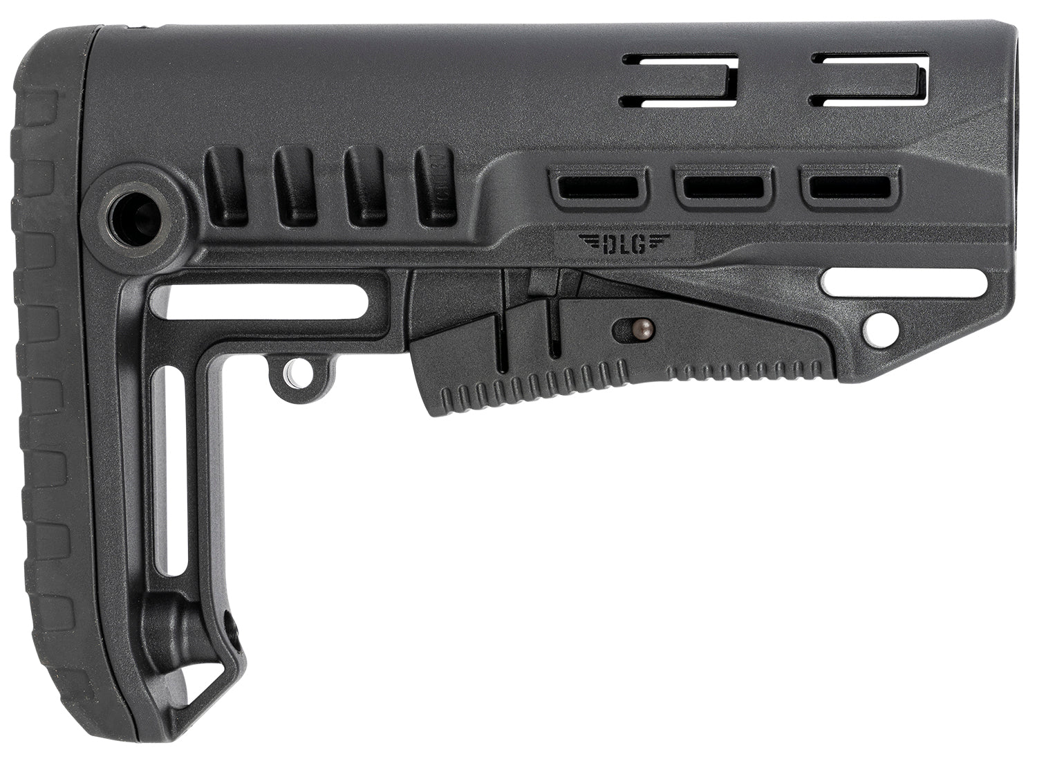 NcStar DLG-130 Compact Mil-Spec Collapsible Stock Black Synthetic with QD Bases and Rubber Butt Pad