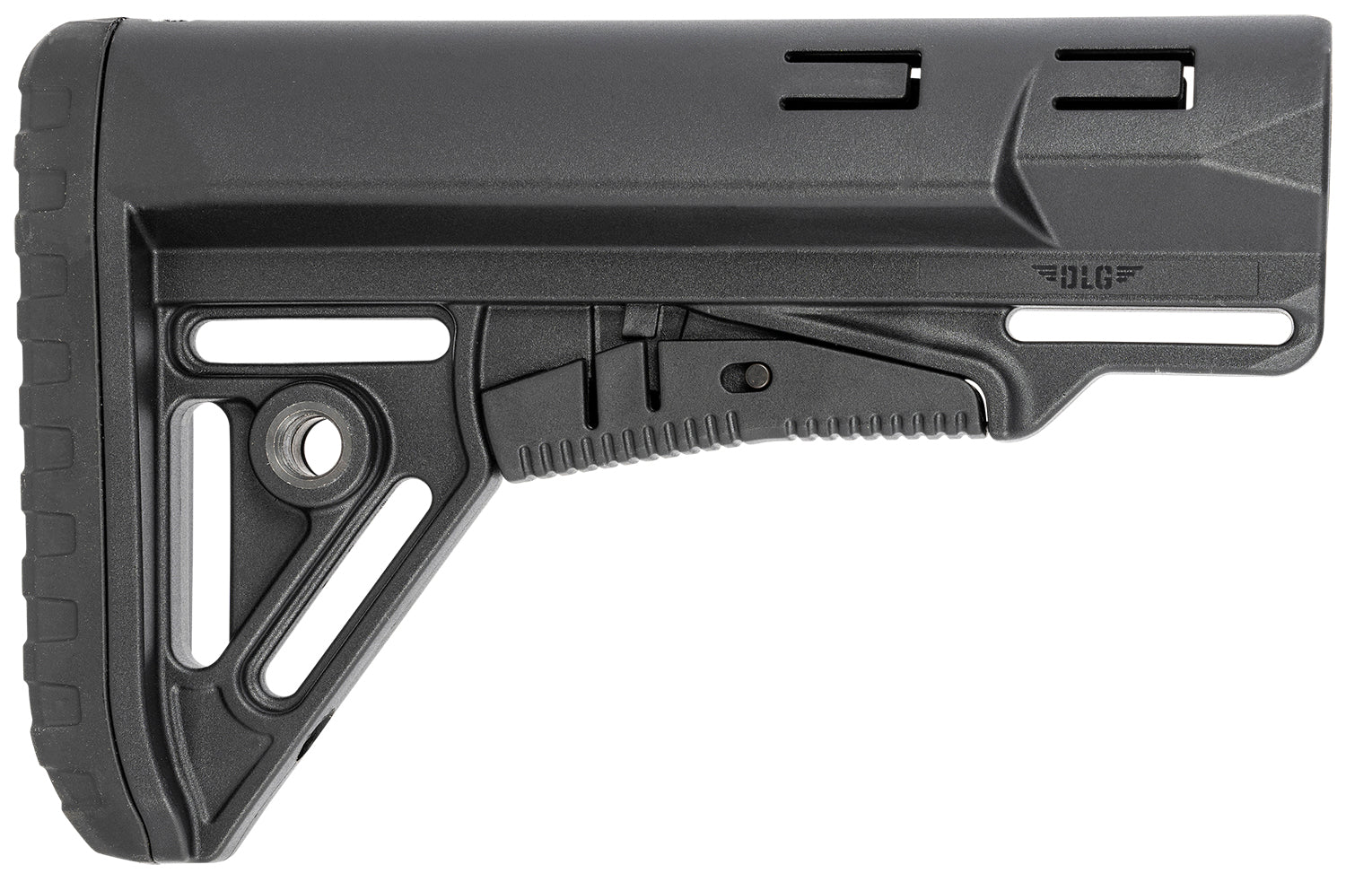 NcStar DLG-129 Sharp Mil-Spec Collapsible Stock Black Synthetic with QD Sling Mounts and Rubber Butt Pad