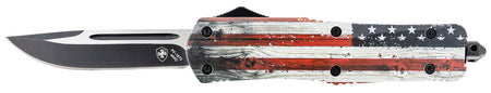 Templar Knife LWUS331 Gen II Wood US Flag Large OTF Drop Point 3.50" Black Oxide Stonewashed 440C SS Blade with Glass Breaker