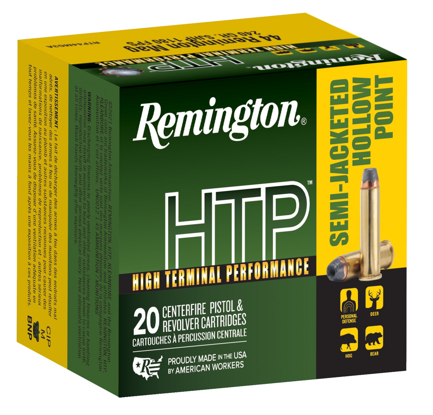 Remington 23010 HTP Semi Jacketed Hollow Point HP 240 Grain .44 Magnum