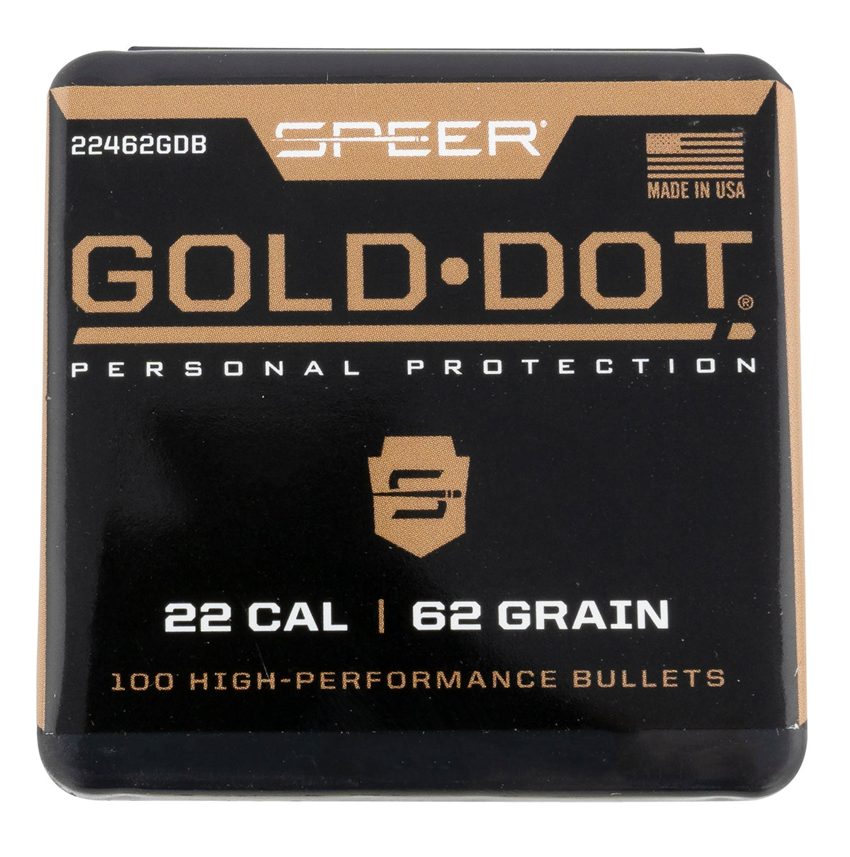 Speer 22462GDB Gold Dot 224Cal 62gr SP Rifle Bullets 100/Box