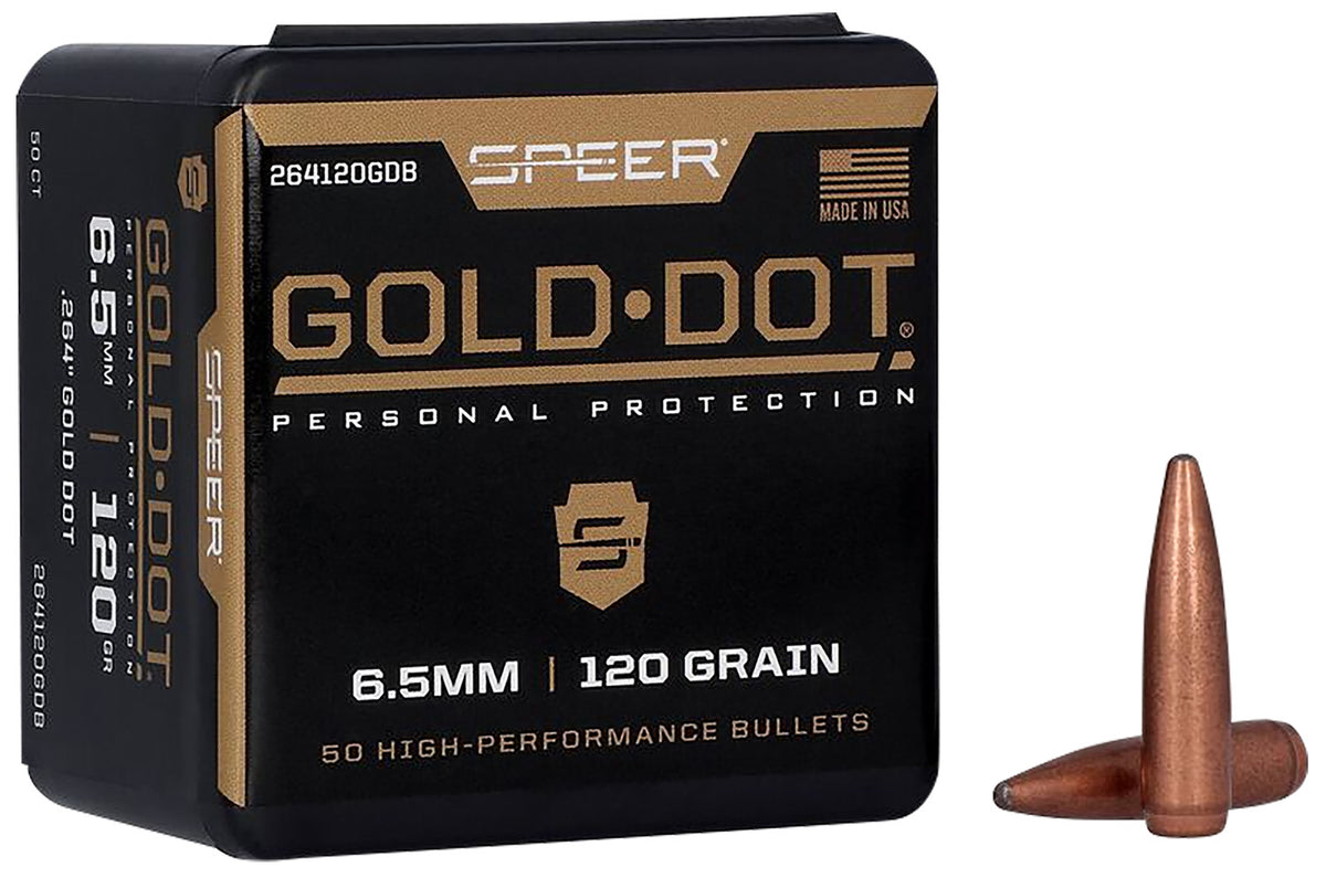 Speer Gold Dot 264Cal 120gr Bonded Soft Point Personal Protection Rifle Bullets 50ct