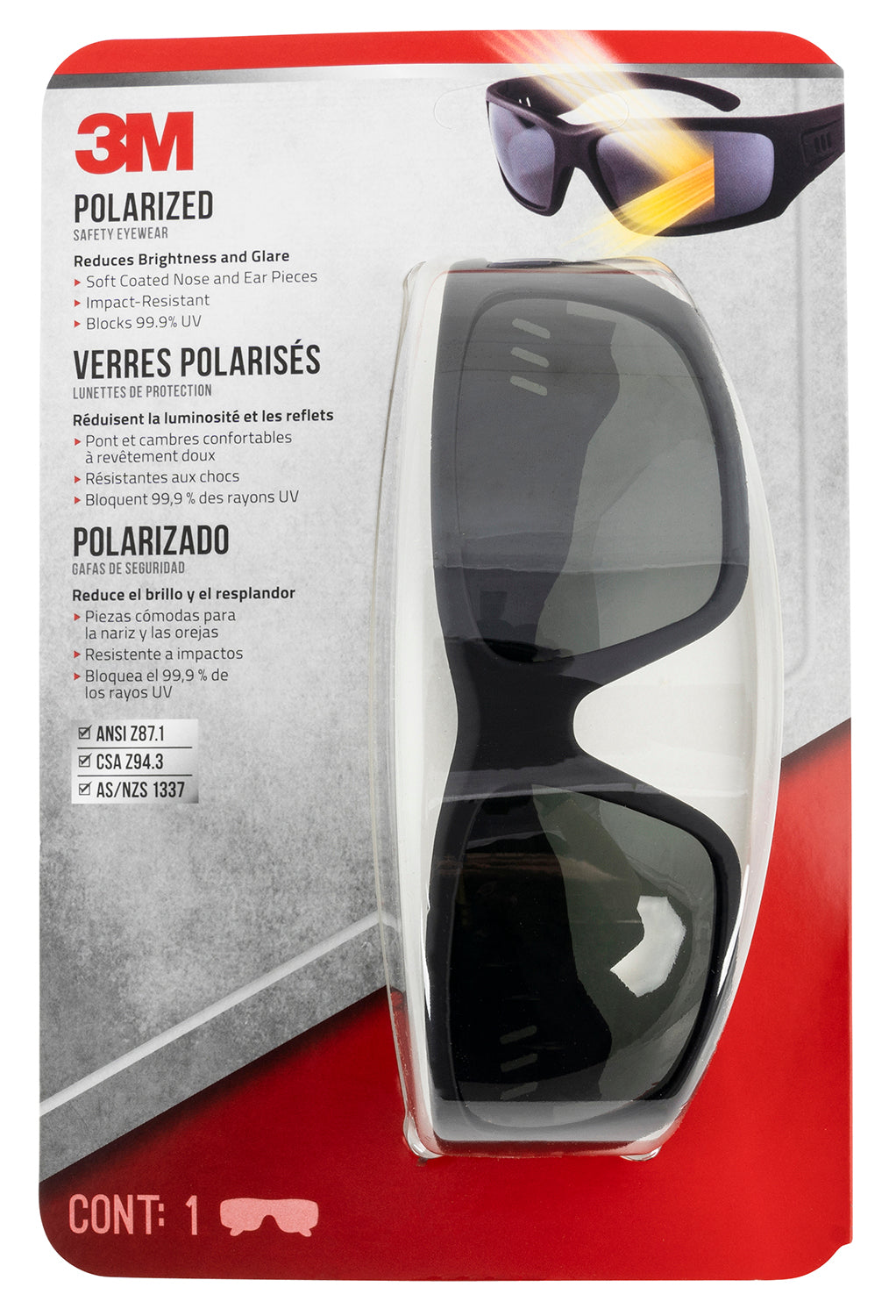 Peltor VDC Safety Eyewear Adult Black Lens Black Frame UV Protection