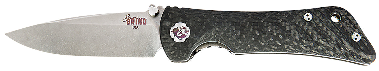 Southern Grind Spider Monkey 3.25" Folding Drop Point Satin S35VN Blade, Black Carbon Fiber Handle with Pocket Clip
