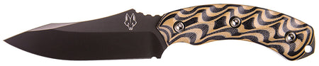 Southern Grind Jackal 4.75" Fixed Drop Point Black PVD 8670 Steel Blade, Black/Tan G10 3D Milled Handle with Kydex Sheath