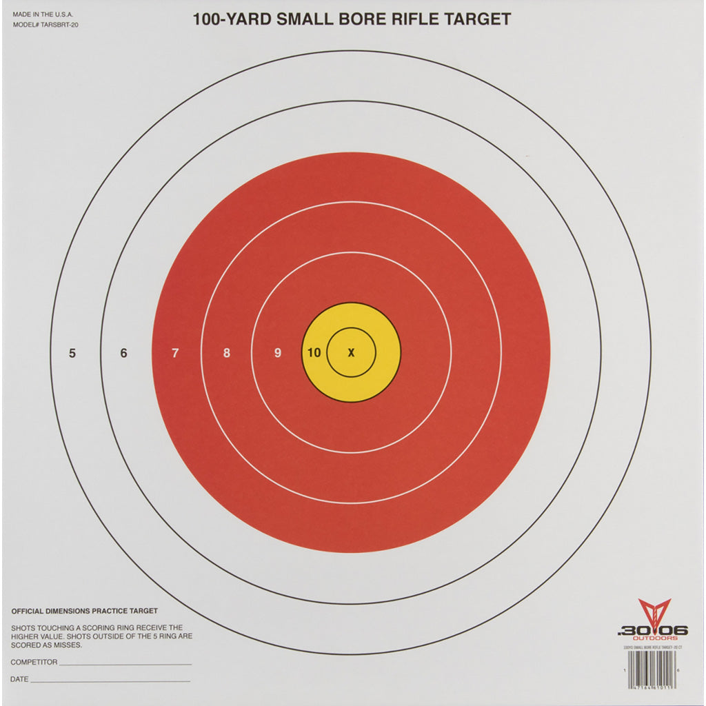 30-06 Small Bore Rifle Sight-In Paper Target 20 Pack