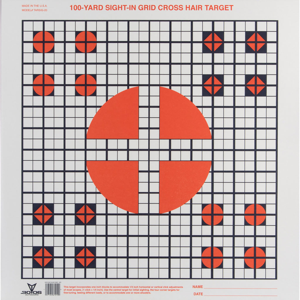 30-06 Sight-In Grid Paper Target 20 Pack