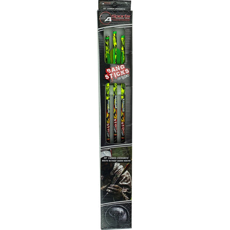 SA Sports Bang Sticks 20in Hi-Vis Neon Camo Carbon Crossbow Bolts 6 Pack