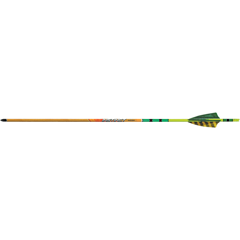 Black Eagle Instinct Traditional Carbon Arrows .005 500 Green/Yellow Feathers 6 pk.