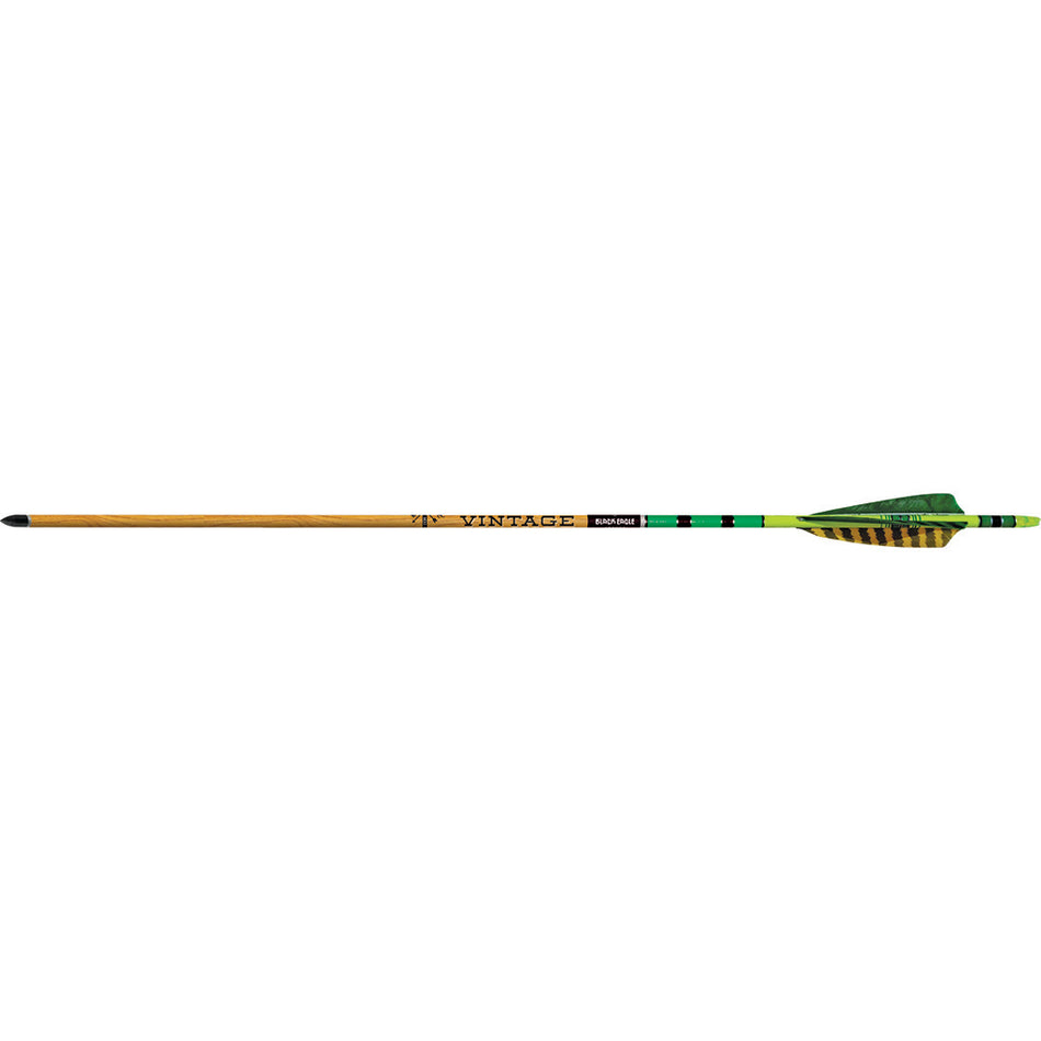 Black Eagle Vintage Traditional Carbon Arrows .005 350 Spine Green/Yellow Feathers 6-Pack