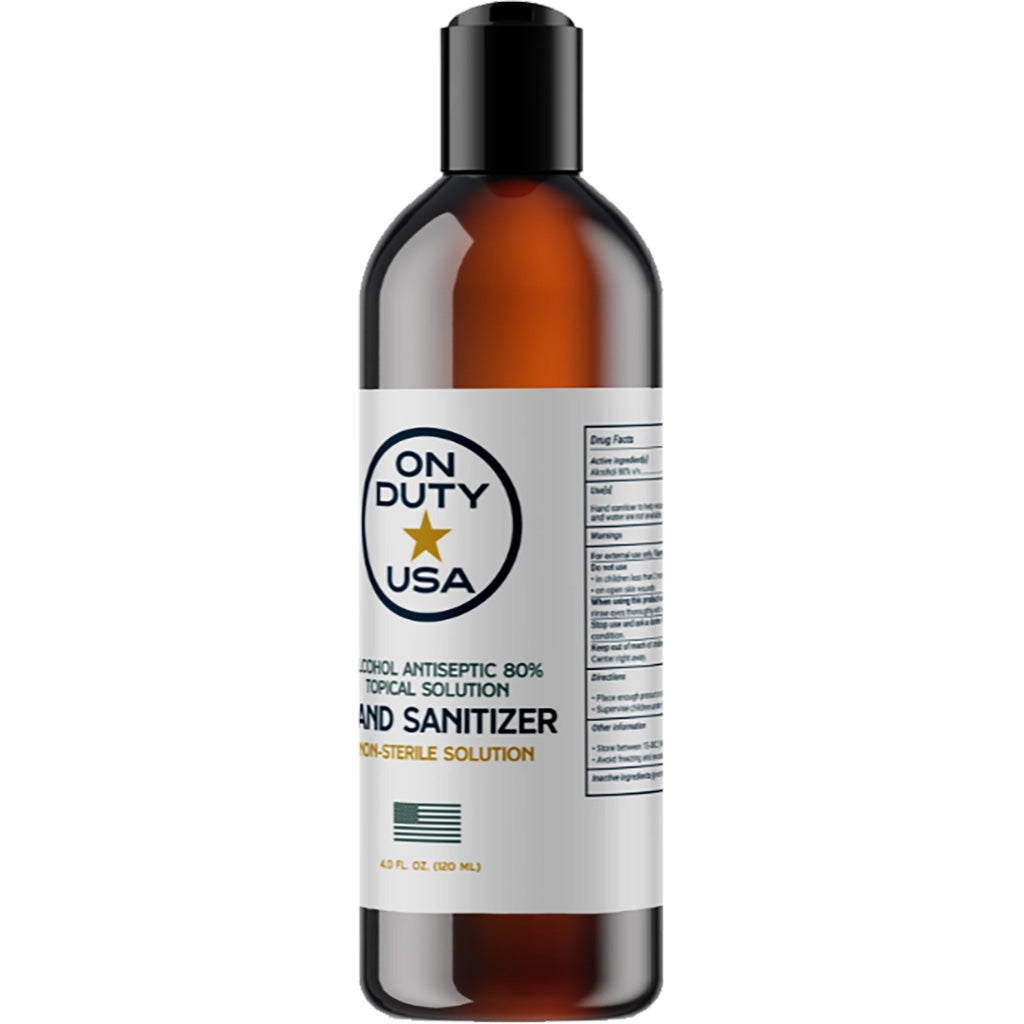 On Duty Hand Sanitizer 4 oz. 80% Alcohol Made in Kentucky