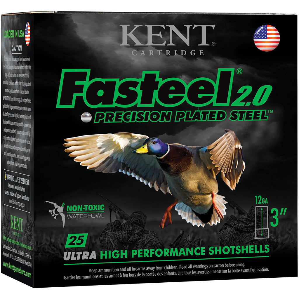 Kent Cartridge K122FS303 Fasteel 2.0 Waterfowl 12 Gauge 2.75" 1-1/16oz 3 Shot 1550 fps
