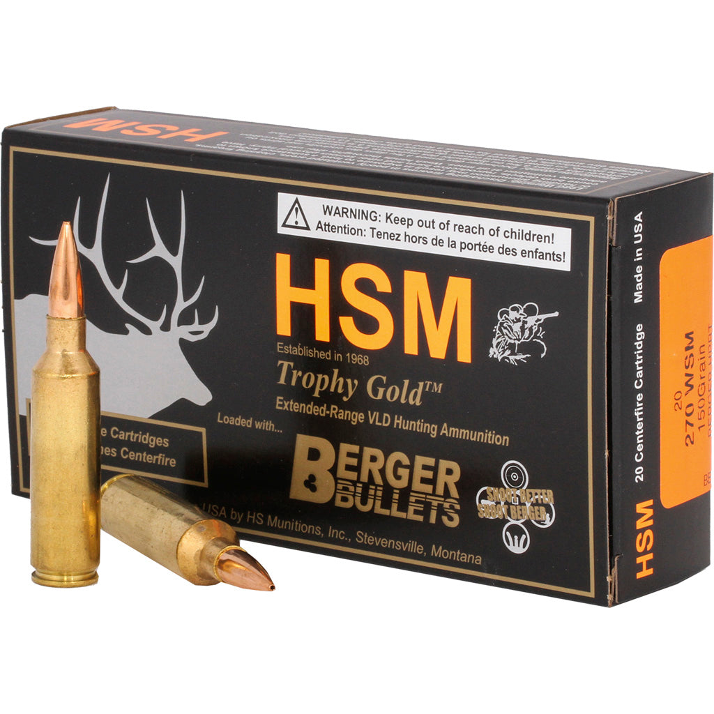 HSM Trophy Gold .270 WSM 150 gr BTHP ammo