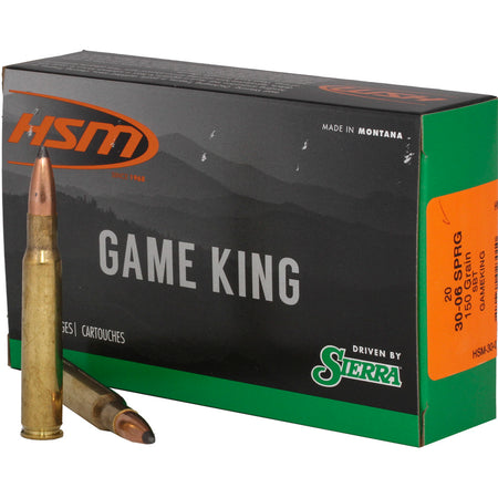 HSM HSM300639N Game King Spitzer Boat Tail SBT 150 Grain .30-06 Springfield