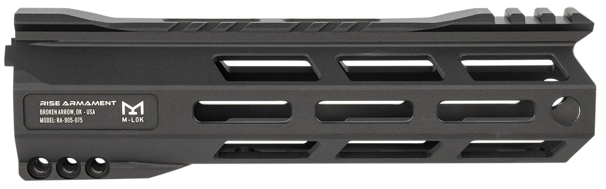 Rise Armament RA905075BLK RA-905 7.50" M-LOK Handguard 6061-T6 Aluminum Black Anodized for AR-15