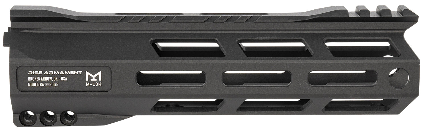 Rise Armament RA905075BLK RA-905 7.50" M-LOK Handguard 6061-T6 Aluminum Black Anodized for AR-15