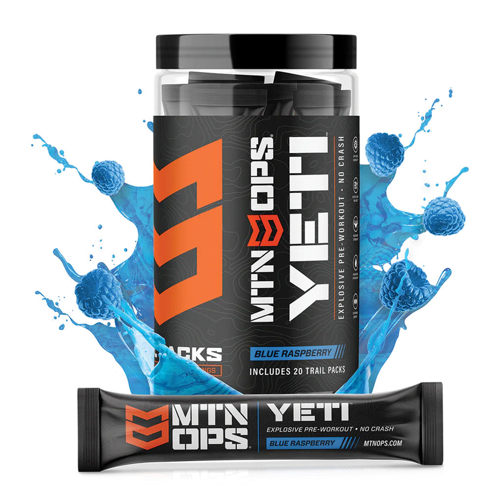 MTN Ops Yeti Preworkout Blue Raspberry Trail Pack 20 Count