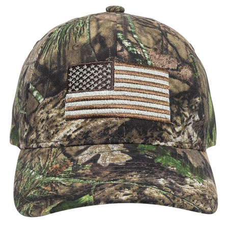 Outdoor Cap 202722-1-3 USA Flag Mossy Oak Break-Up Country Hook & Loop Unstructured Cap OSFA