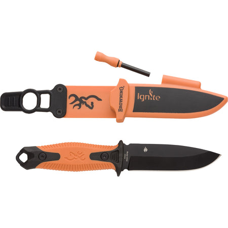 Browning Ignite Fixed Blade Survival Knife Orange with Fire Starter