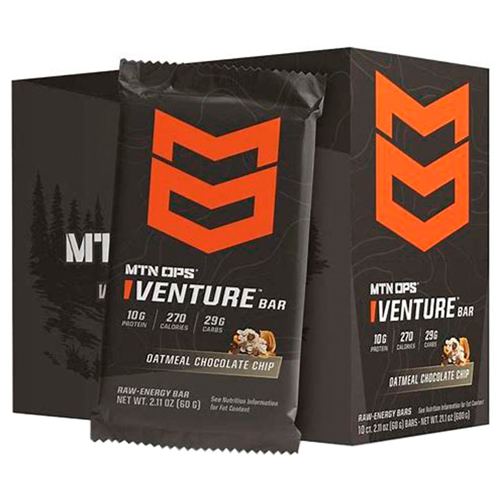 MTN OPS Venture Bar Oatmeal Chocolate Chip Plant-Based Protein Bar 10-Pack