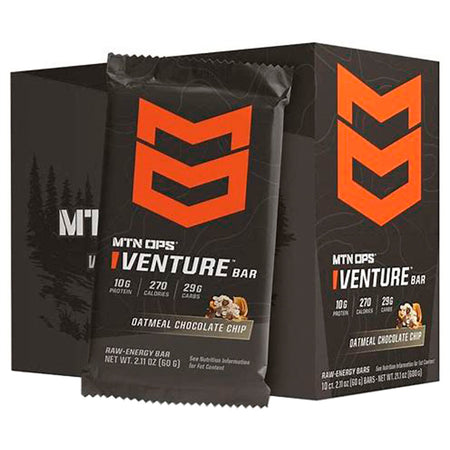 MTN OPS Venture Bar Oatmeal Chocolate Chip Plant-Based Protein Bar 10-Pack