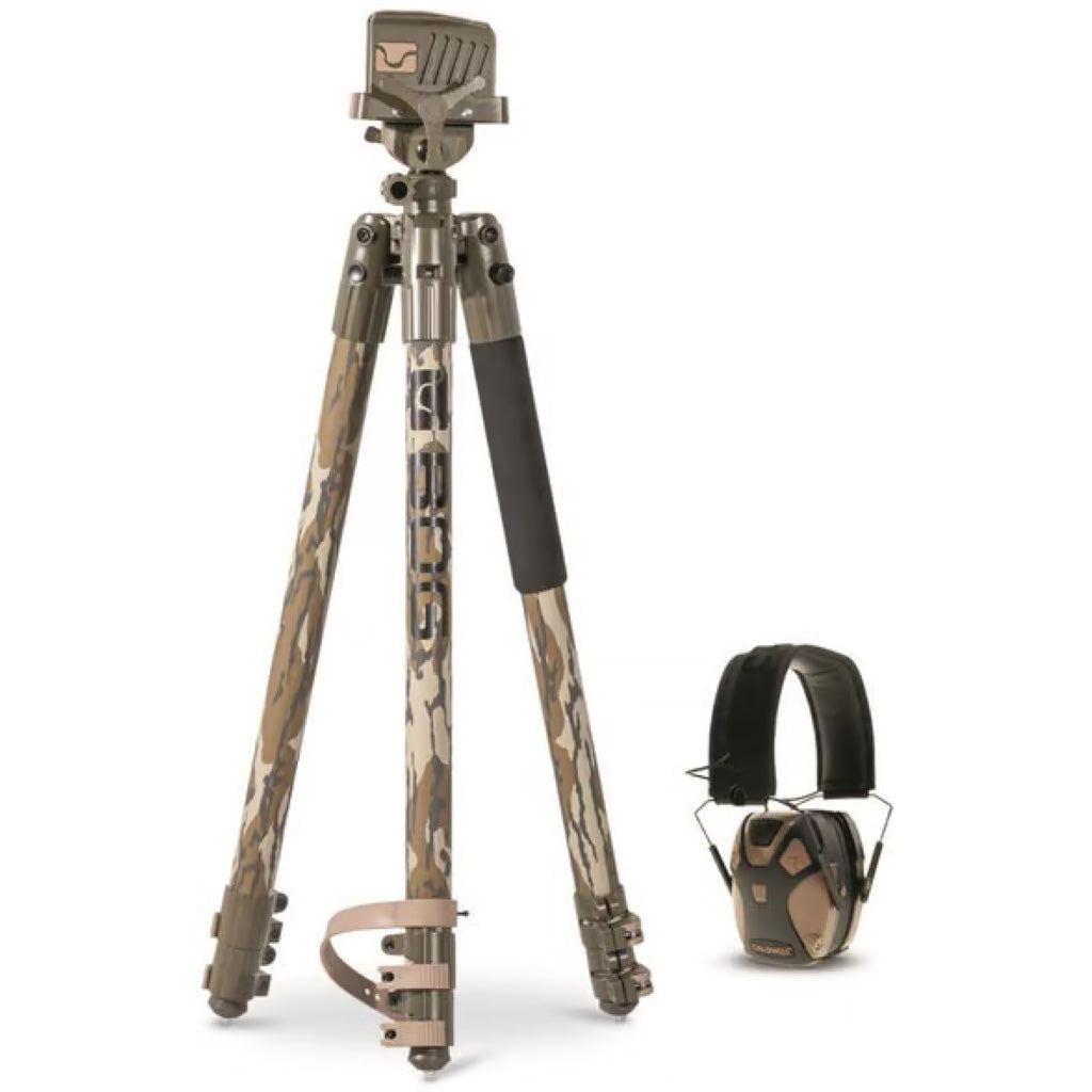 BOG DeathGrip Tripod with E-Max Pro Electronic Earmuffs MO Bottomland