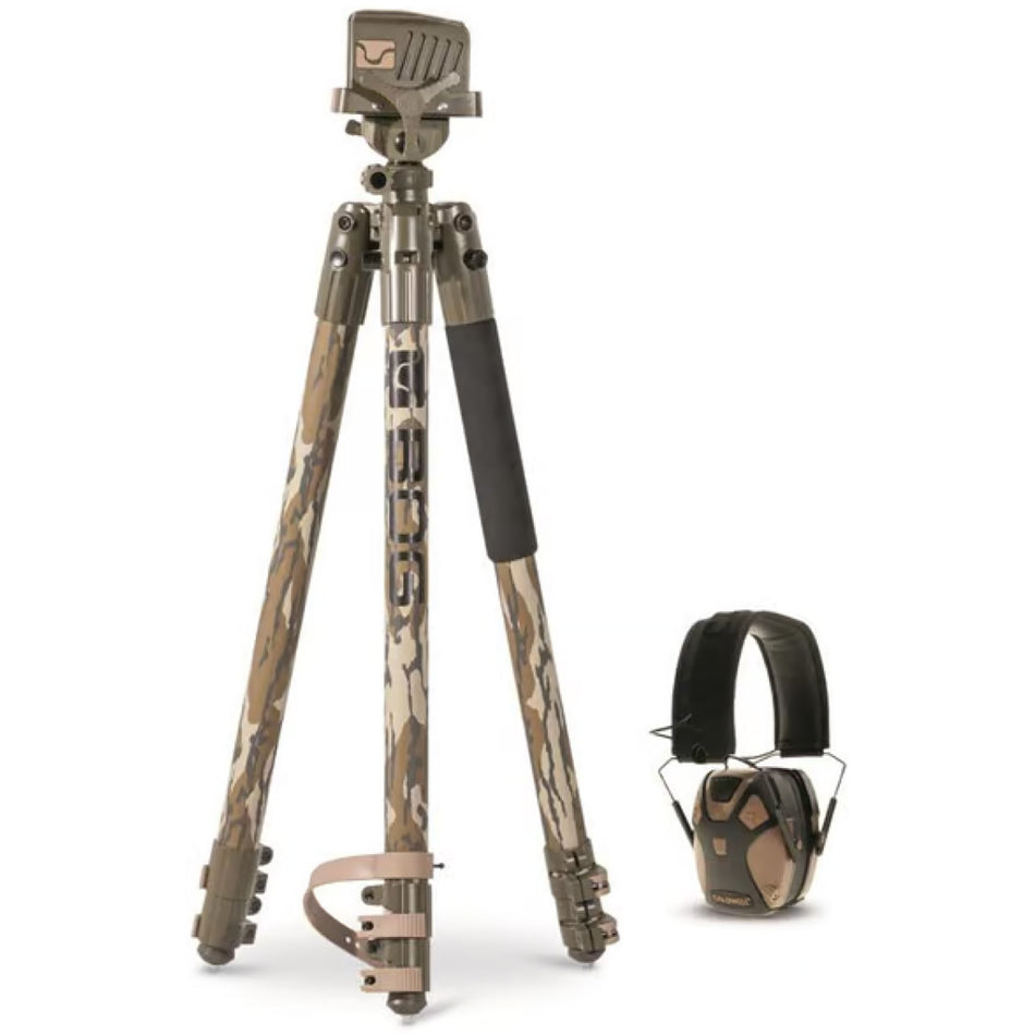 BOG DeathGrip Tripod with E-Max Pro Electronic Earmuffs MO Bottomland