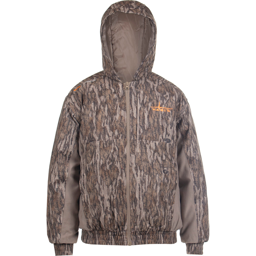 Habit Youth Cedar Branch Insulated Waterproof Bomber Jacket YXL - Mossy Oak New Bottomland / Timberwolf
