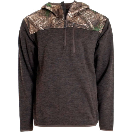 Habit Men's 1/4 Zip Hooded Fleece Hunting Pullover M - Realtree APX Turkish Coffee