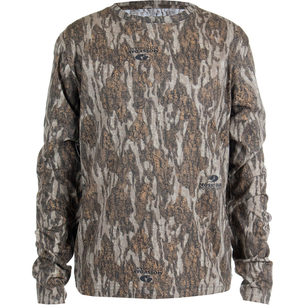 Habit Youth Bear Cave Long Sleeve Camo Tee Youth Small - Mossy Oak New Bottomland