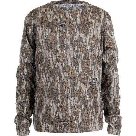 Habit Youth Bear Cave Long Sleeve Camo Tee Youth Small - Mossy Oak New Bottomland