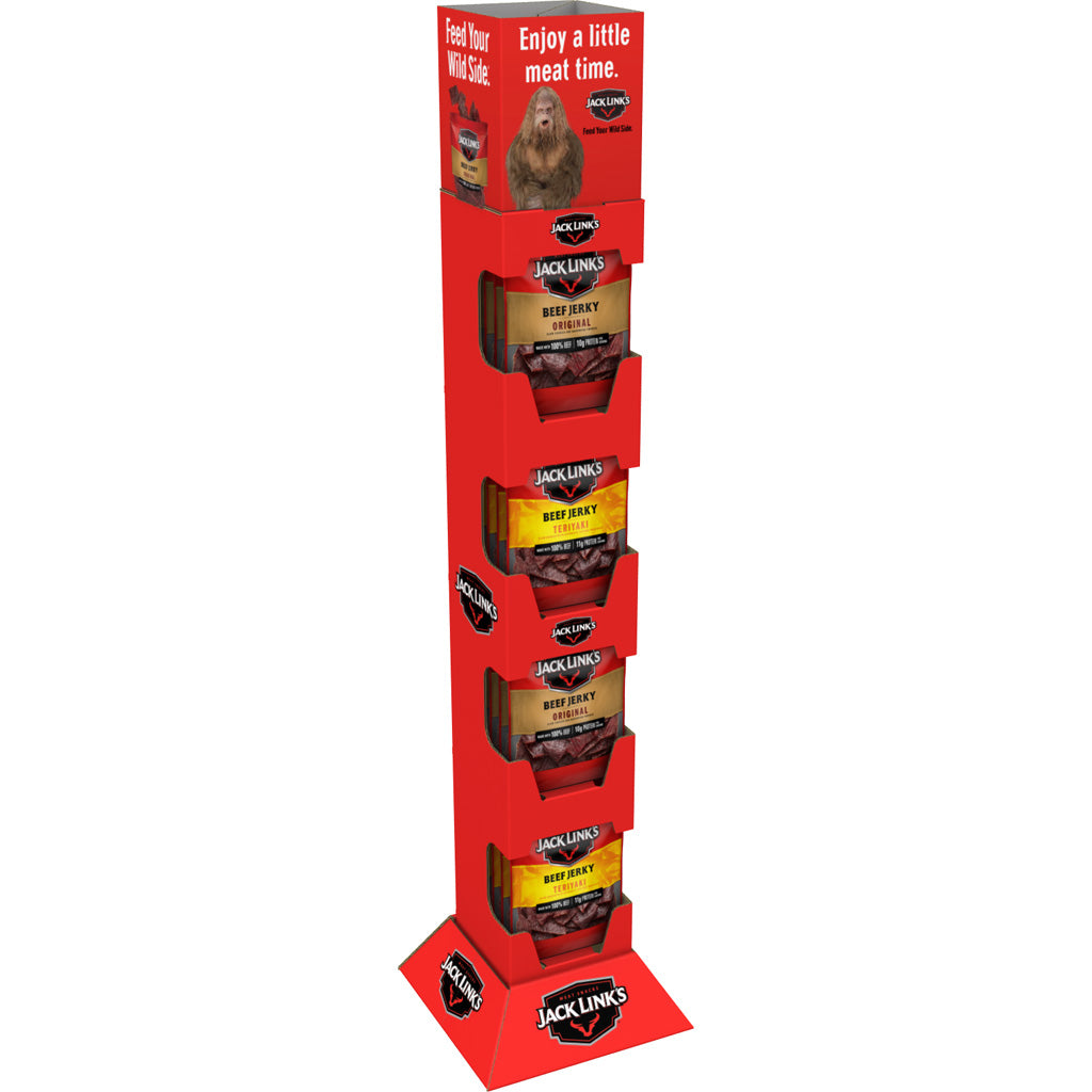 Jack Links 3.25oz Beef Jerky Tower Display 32ct Original & Teriyaki Flavors
