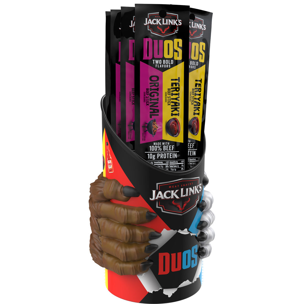 Jack Links 1.84oz Beef Stick Duos Mug Display 40ct Original & Teriyaki