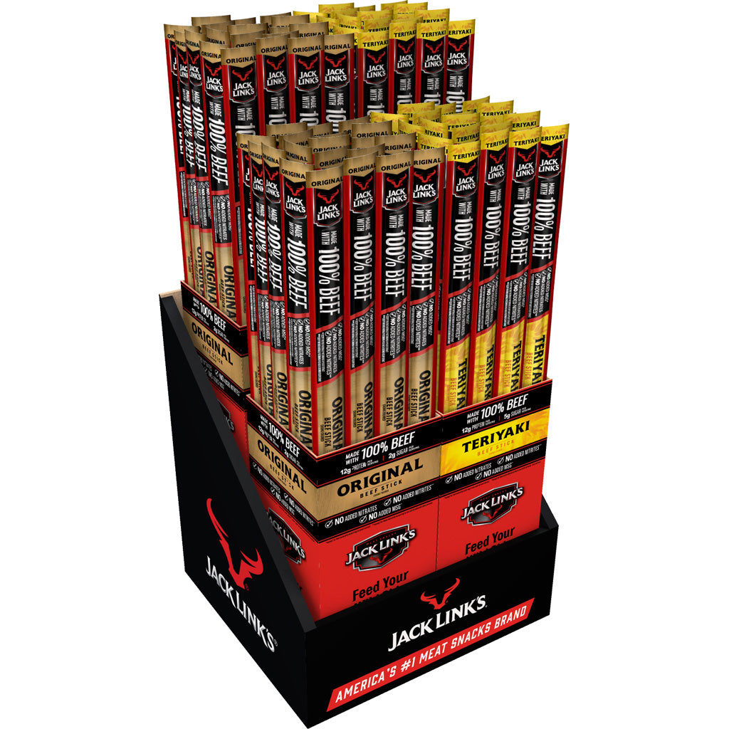 Jack Links 1.84oz Beef Stick Counter Display 96ct Original & Teriyaki