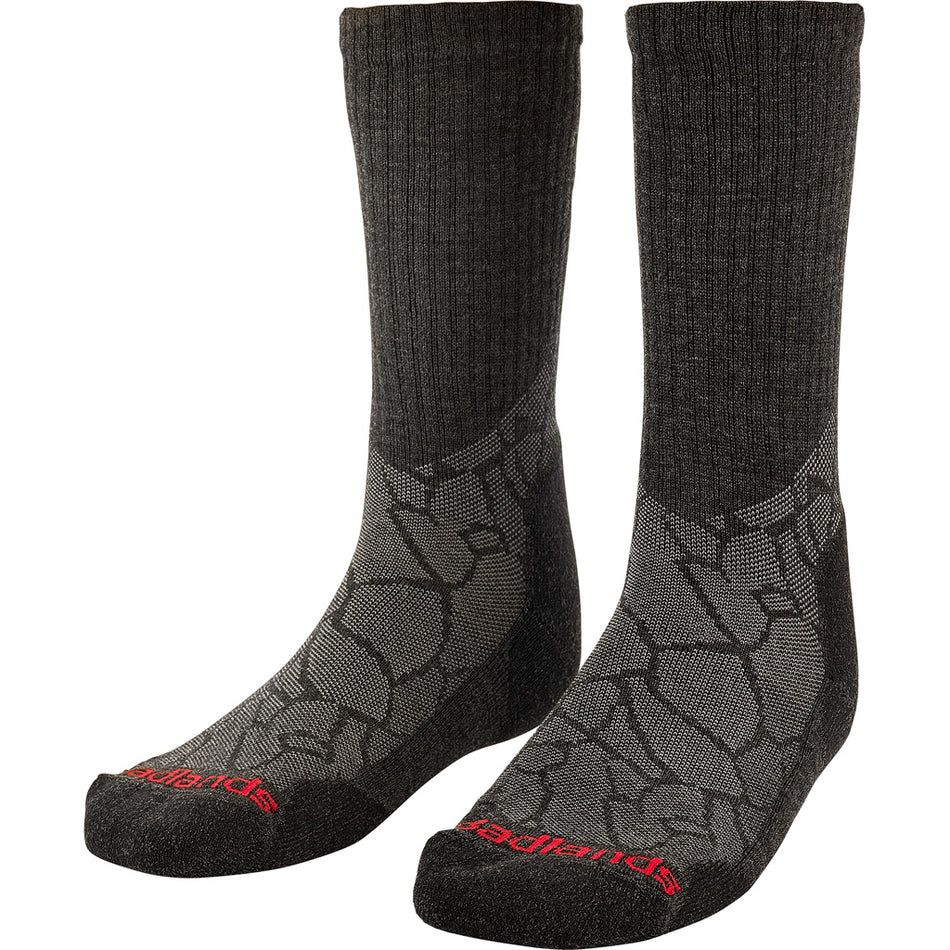 Badlands Lightweight Merino Crew Sock Black/Grey - XL