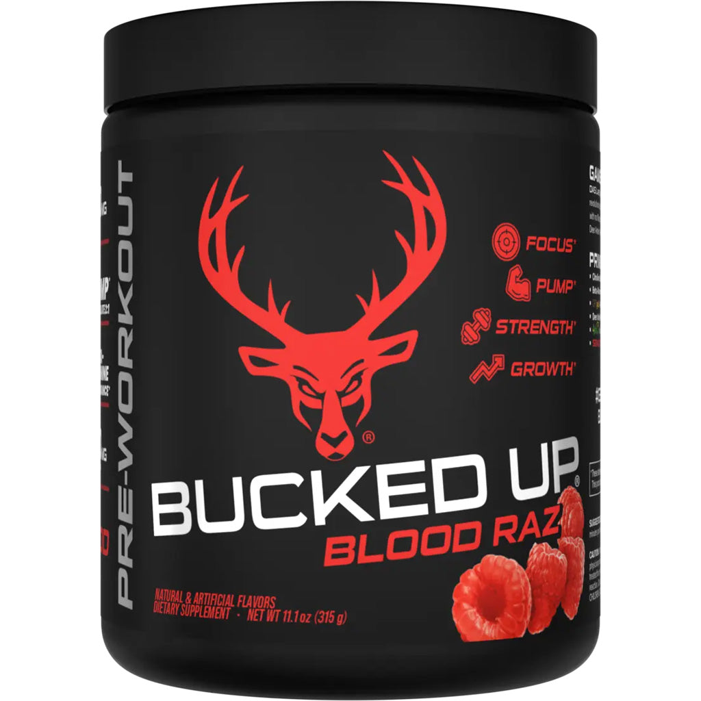 Bucked Up Pre-Workout Blood Raz Flavor 30 Serving Tub