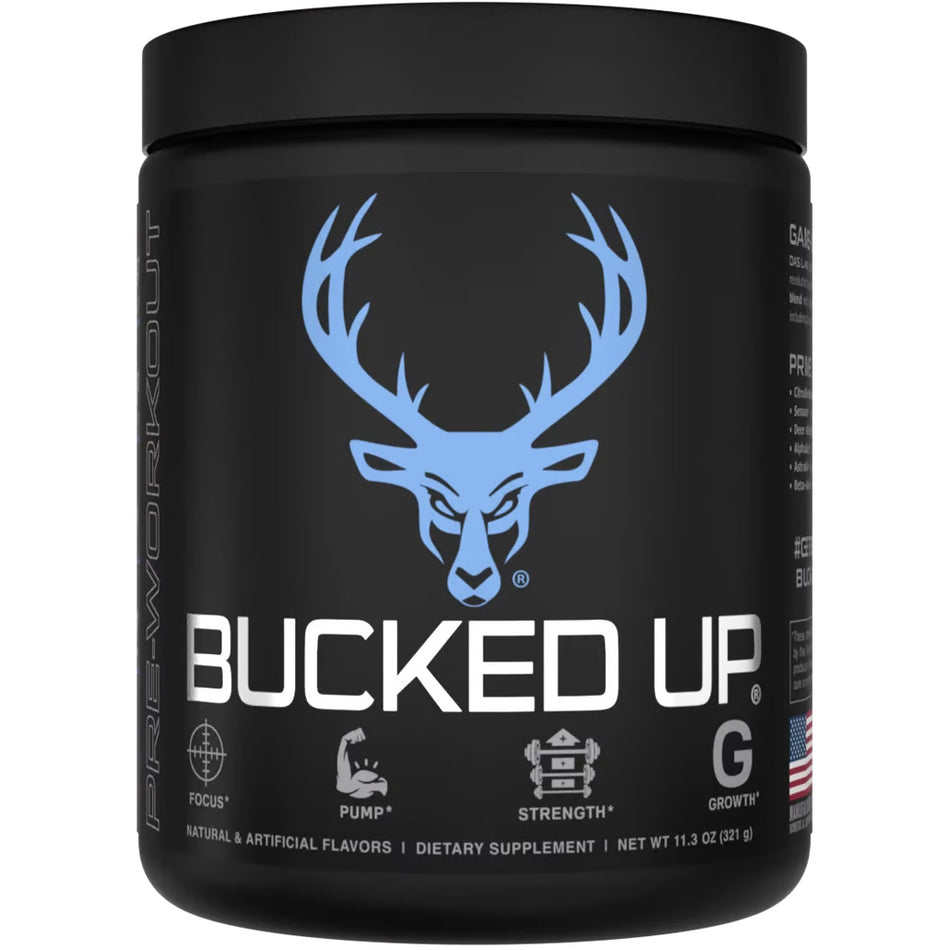 Bucked Up Pre-Workout Blue Raz Flavor 30 Serving Tub