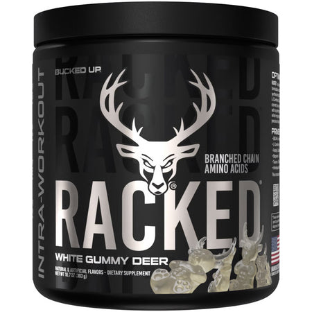 Bucked Up Racked BCAA White Gummy Deer Flavor 30 Serving Tub
