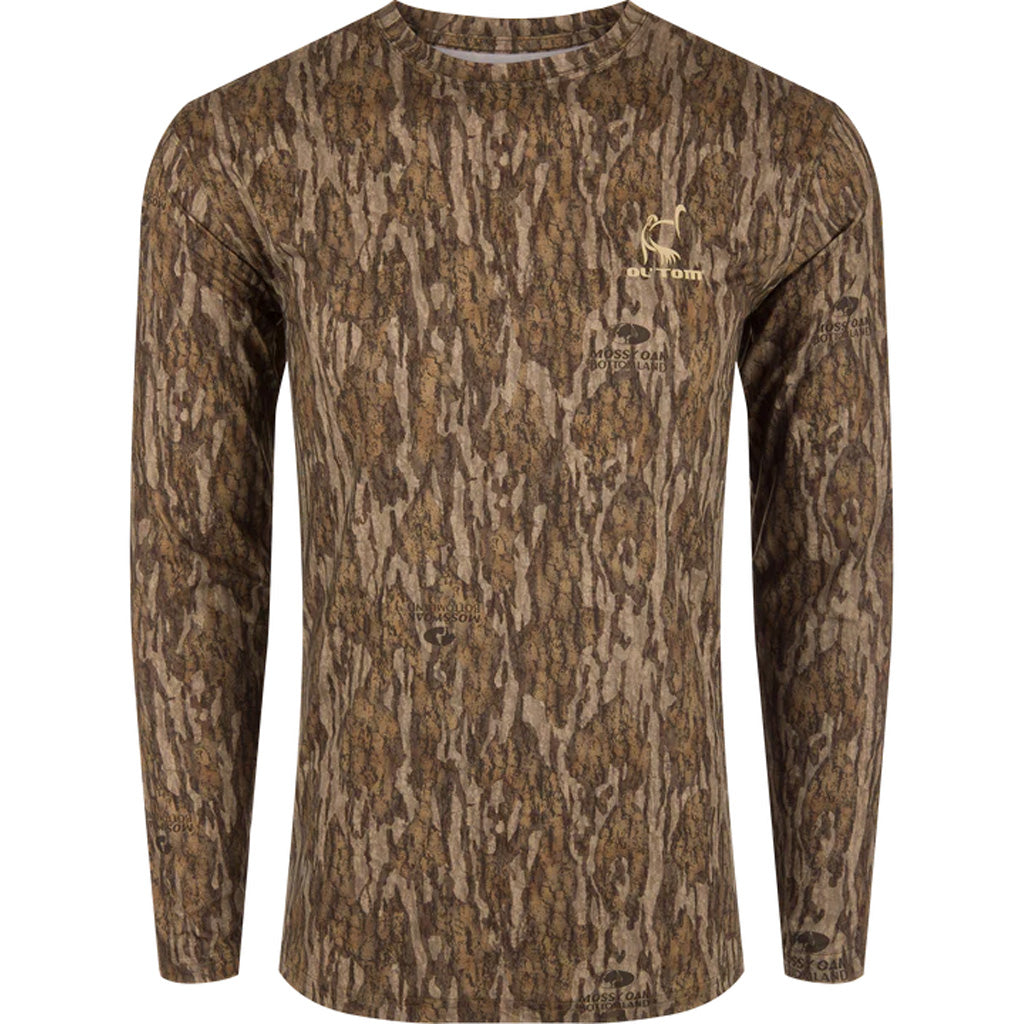 Drake Ol' Tom Performance Camo Long Sleeve Crew Shirt MO Bottomland Medium