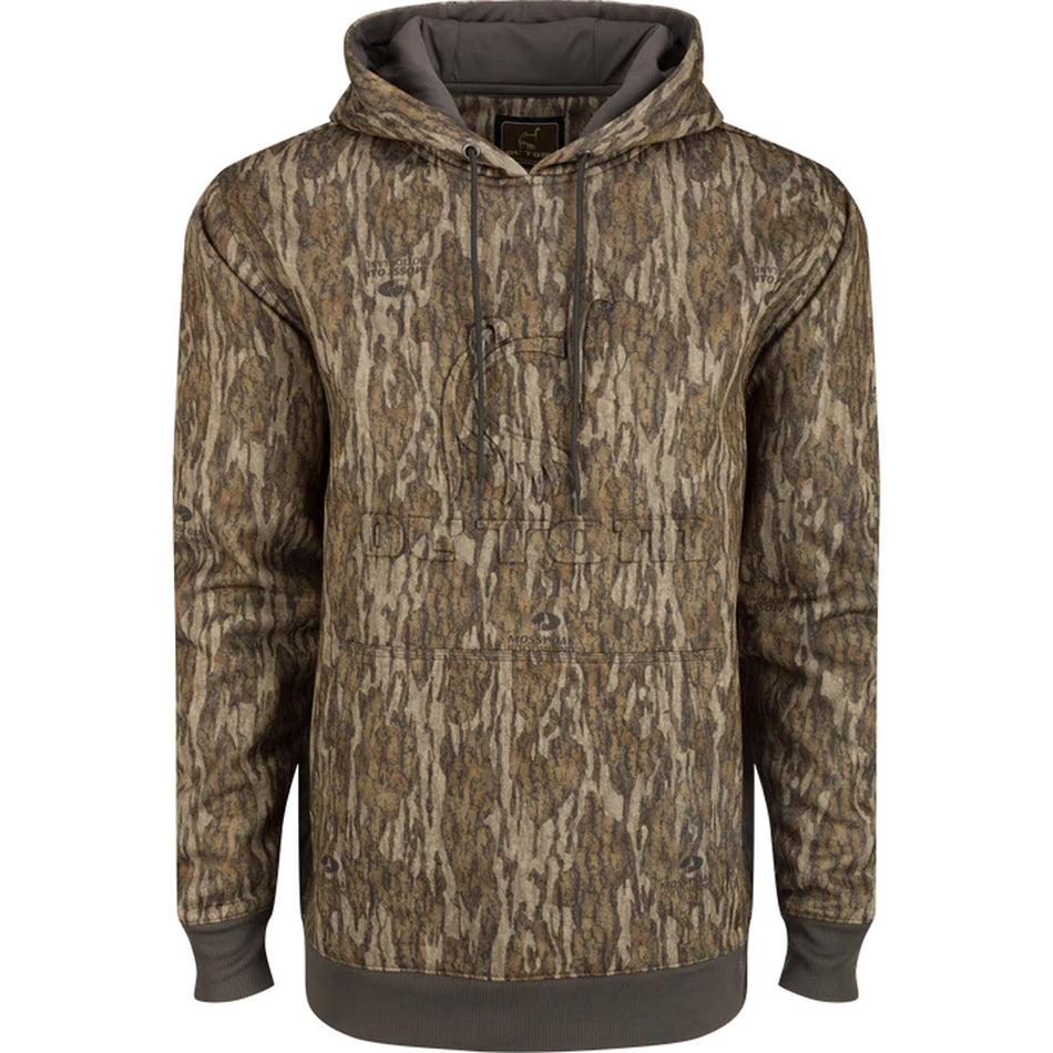 Drake Ol' Tom Back Eddy Embossed Logo Camo Hoodie MO Bottomland 2XLarge