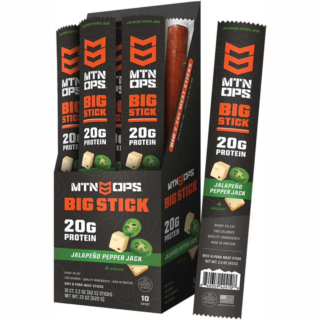 MTN Ops Big Meat Stick Jalapeno Pepper Jack Flavor 10-Count Box