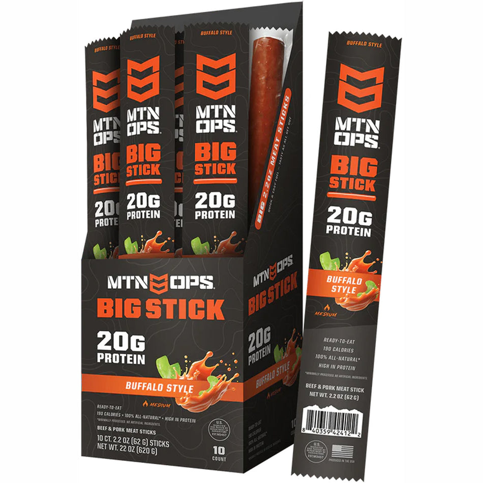 MTN Ops Big Meat Stick Buffalo Flavor 10-Count Box