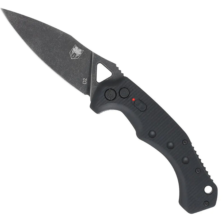 CobraTec Ryker Auto Folding Knife Black Stonewashed D2 Steel Drop Point Blade